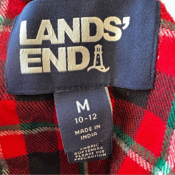 Lands' End Womens 3-Piece Red Plaid Flannel Pajama Set w/ Robe Medium cozy comfy - Picture 5 of 8